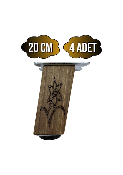 Kale Eğimli Ayarlı Desenli Ahşap Ayak Mobilya Masa Dolap Ayağı 20cm 4 Adet Koyu Ceviz Ceviz A. Ceviz