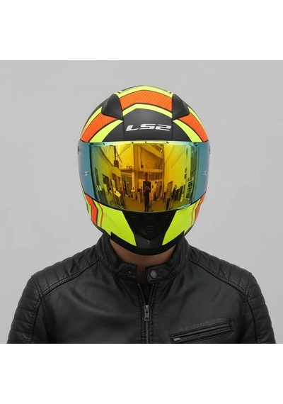Ls2 Rapıd 2 Extra Sarı Vizör + Şeffaf Vizör Kask Mat Neon Sarı Mavi