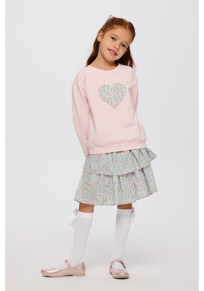 Made With Liberty Fabric Liberty Kumaş Kız Çocuk Sweatshirt Pembe