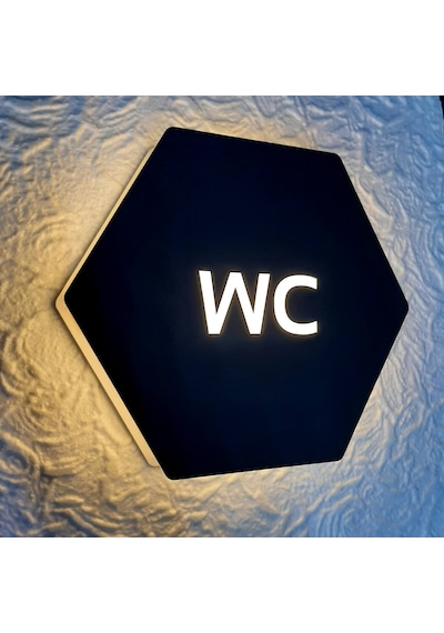 Black Honeycomb Serisi Işıklı Wc Yönlendirme Tabelası
