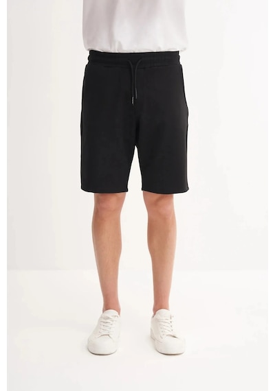 Cazador Slim Fit Dar Paça Likralı Örme Bermuda Şort 60820 Siyah