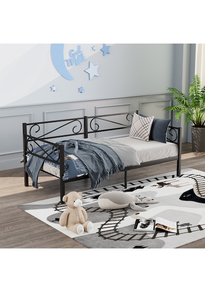 Luna Daybed Metal Karyola Siyah Ölçü Seçenekli Tek Kişilik
