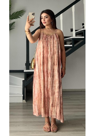 Marka Model Halkalı Batik Elbise Çok Renkli