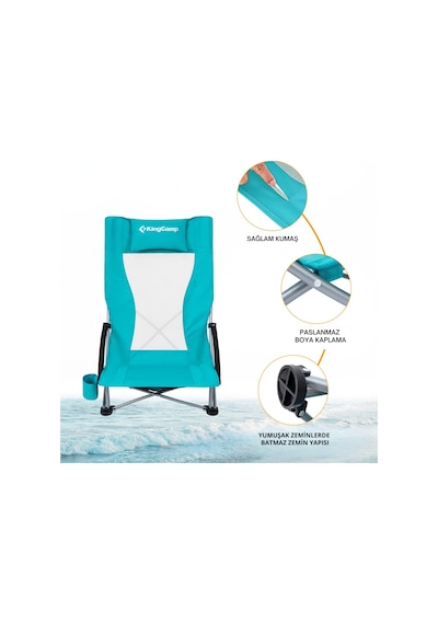 Kingcamp Lilac High Comfort Plaj Ve Dinlenme Sandalyesi Cyan Mavi