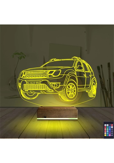 Luvivia Araba Jeep Duster Kişiye Özel 3d Lamba - Masa Gece Lambası Şeffaf