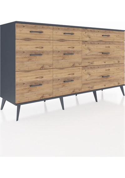 Hyperion Konsol 9 Çekmeceli 176x44x99 Antrasit-antrasit/çam Antrasit-antrasit/çam Hyperion Konsol 9 Çekmeceli 176x44x99 Antrasit-antrasit/çam Antrasit-antrasit/çam
