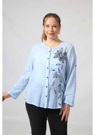 Moda Berray 3293 Bebe Mavisi Çiçek Baskılı Organik Keten Kumaş Mevsimlik Gömlek B. Mavi Bebek Mavisi Moda Berray 3293 Bebe Mavisi Çiçek Baskılı Organik Keten Kumaş Mevsimlik Gömlek B. Mavi Bebek Mavisi