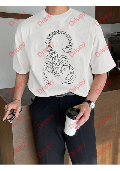 Flood Of Style Unisex Akrep Baskılı Tshirt Beyaz