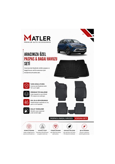 Opel Crossland 2021 Model 4d Ekstra Havuzlu Paspas Ve Bagaj Havuzu Set