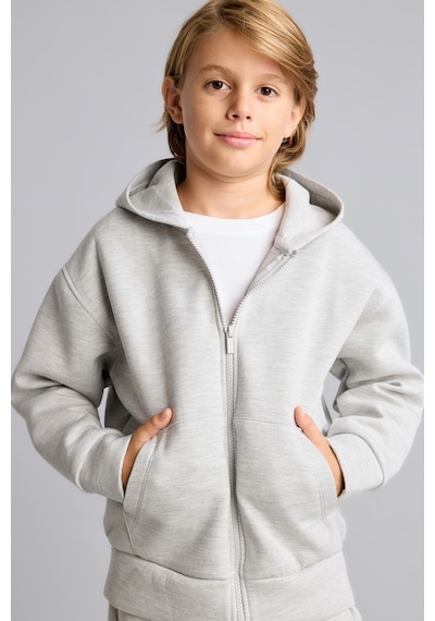 Defacto Fermuarlı Kapüşonlu Basic Sweatshirt Hırka Erkek Çocuk I3124a826augr210 Gri-gr210