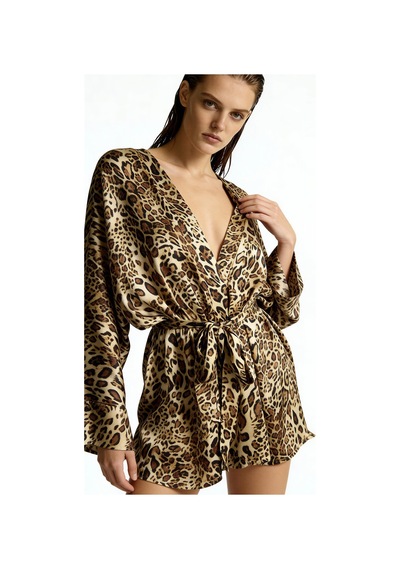 Fumee Lepia Kısa Saten Sabahlık / Kimono Çok Renkli
