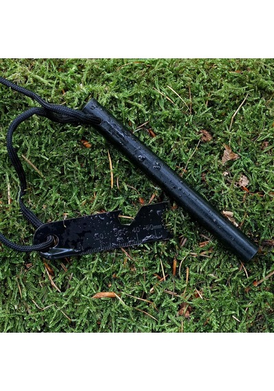 Valkyrie 10cm Boy 1cm En Full Magnezyum Ateş Başlatıcı Bar - %100 Katkısız Alüminyum İçermez Fire Starter Siyah