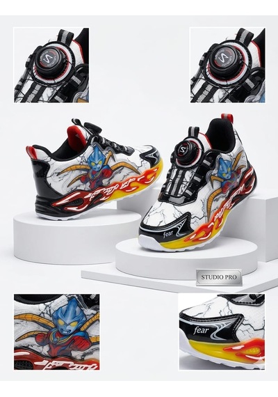 Mcdark Çocuk Otomatik Bağcıklı Figürlü Sneaker Ayakkabı-beyaz