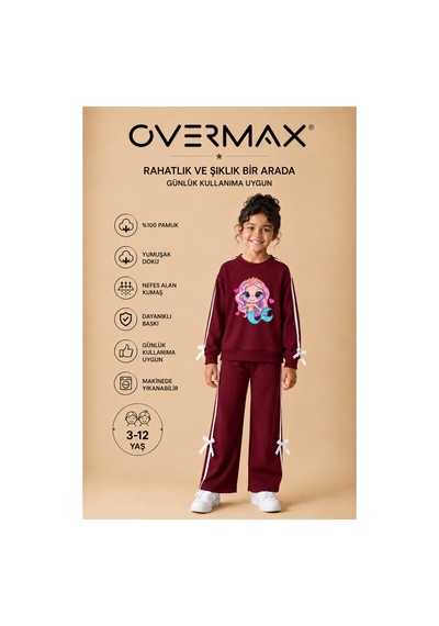 Overmax Kız Çocuk Şerit Ve Fiyonk Detaylı Deniz Kızı Baskılı Eşofman Takımı 3-12 Yaş Bordo - 930356781 Bordo Overmax Kız Çocuk Şerit Ve Fiyonk Detaylı Deniz Kızı Baskılı Eşofman Takımı 3-12 Yaş Bordo - 930356781 Bordo