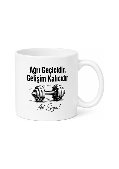 Spor Salonuna Yazılanlara İlk Gün Ağrısı Kas Gelişimi Hedefi Kupa Bardak Hediye Beyaz / Çok Renkli