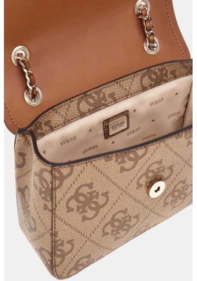 Guess Kadın Bej Izzy 4g Logolu Mini Çapraz Çanta Kahverengi