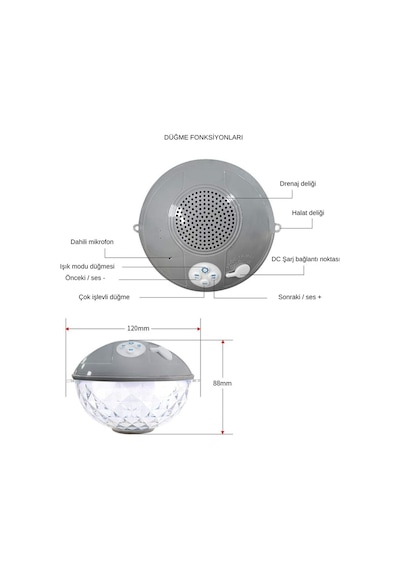 Su Geçirmez Yüzen Rgb Bluetooth Hoparlör Bt601 Led Işıklı Havuz & Duş Hoparlörü