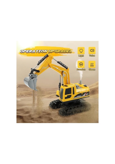 1/22 Uzaktan Kumandalı Rc Paletli Ekskavatör Işıklı Sesli Hareketli Şarjlı Excavator Kamyonlu İş Makinesi