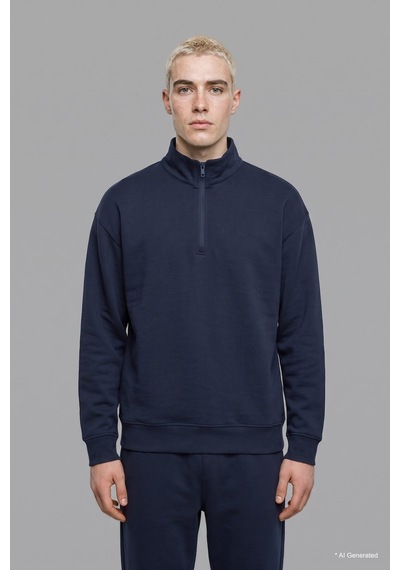 Defacto Boxy Fıt Dik Yaka Skuba Kumaş Uzun Kollu Basic Sweatshirt E9363ax26aunv146 Lacivert-nv146