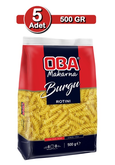 Oba Burgu Makarna 500 G X 5 Adet Ev Tipi Çoklu Paket