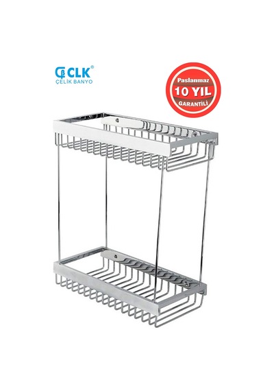 Çelik Banyo Paslanmaz Pirinç Kumru 2'li 12x25 Cm Şampuanlık Süngerlik Krom