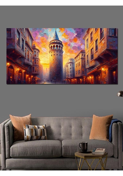 Kanvas Tablo Gece Işıkları Ve Galata