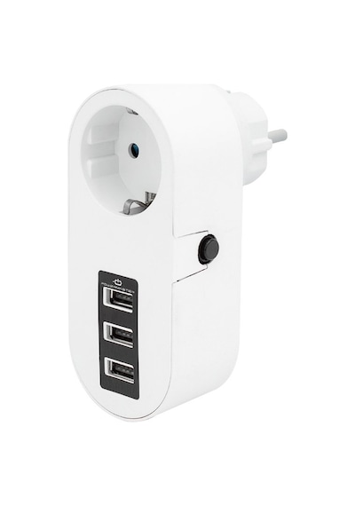 Powermaster PM-4913 3xUsb'li Tekli Termal Akım Korumalı Priz Beyaz