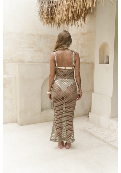 Mai Collection Mai Studios Co. Manly Askılı Vizon Triko Elbise Vizon