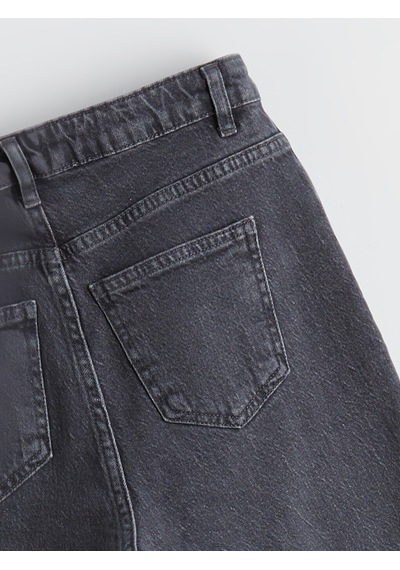 Lcw Modest Gri Mom Fit Kadın Jean Pantolon