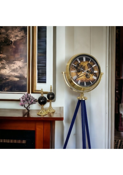 Gold Metal Ofis Salon Otel Ayaklı Seyyar Saat B20 Altın