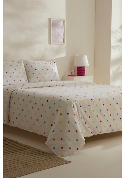 Kaşmir Home Sarah Anderson Amour Kalp Desenli Çift Kişilik Nevresim Takımı Multicolour