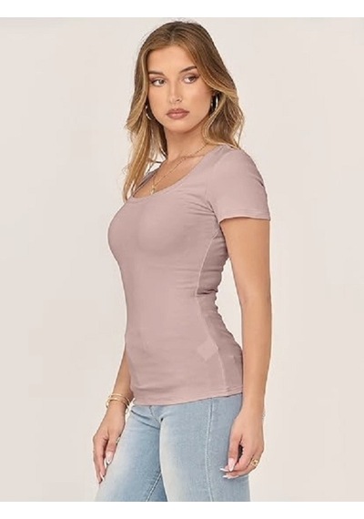 Rooted-kadın Kare Yaka T-shirt & Bluz , Likralı Fitilli Kaşkorse Kumaş Lila Rooted-kadın Kare Yaka T-shirt & Bluz , Likralı Fitilli Kaşkorse Kumaş Lila