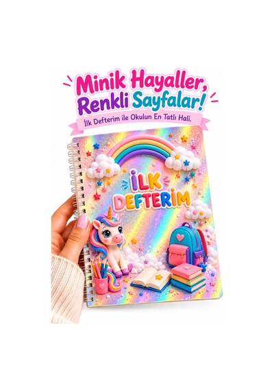 Hologram Kapak A5 Spirelli İlk Defterim 80 Yaprak Çok Renkli