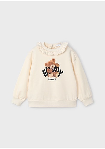 Mayoral Krem Kız Çocuk Fırfırlı Yaka Sweatshirt 4430 Krem