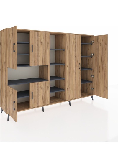 Hyperion Dolap 13 Raflı 6 Kapaklı 220x44x163 Çam-çam/antrasit Çam-çam/antrasit Hyperion Dolap 13 Raflı 6 Kapaklı 220x44x163 Çam-çam/antrasit Çam-çam/antrasit