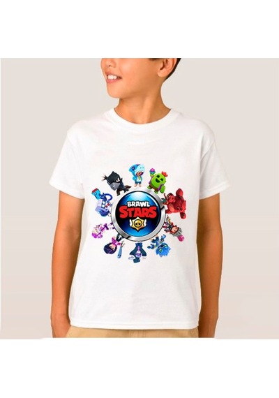Brawl Stars Baskılı Unisex Tişört Beyaz