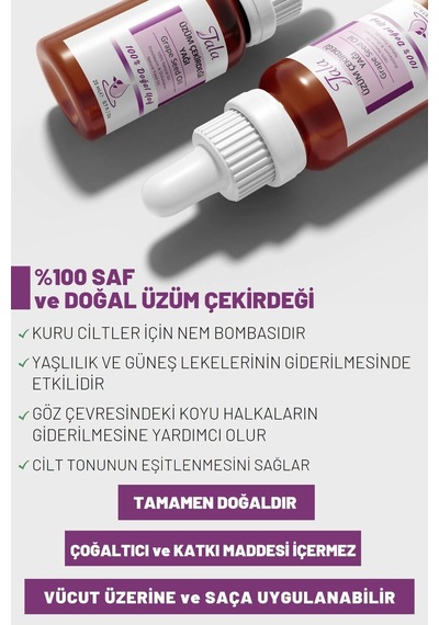 Tala Üzüm Çekirdeği Yağı %100 Saf Ve Doğal Soğuk Sıkım 20 ML