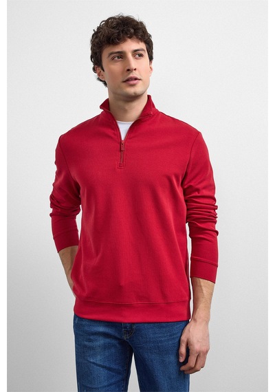 Backandbond Kırmızı Regular Fit Yarım Fermuarlı Sweatshirt