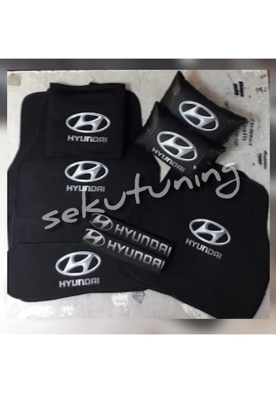 Hyundai,Halı Pasps,Kılıf,Deri Yastık,Kemer Ped,Ayna Ipi -Siyah
