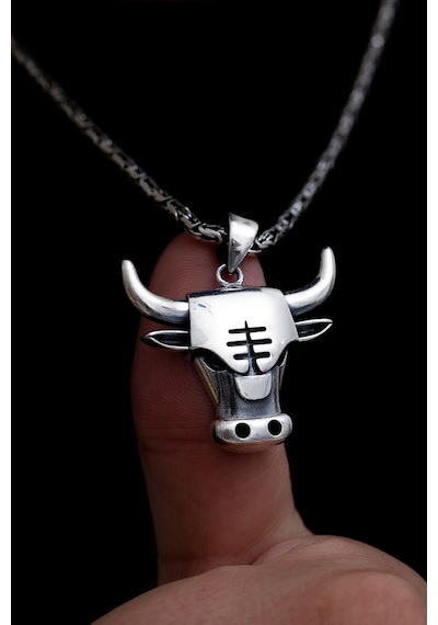 Erkek Gümüş Kolye - Kral Model Chicago Bulls Gümüş Kolye
