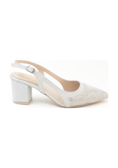 Nesilshoes Nesil Shoes Özma 7025 Gümüş Taşlı Kadın Sandalet GÜMÜŞ