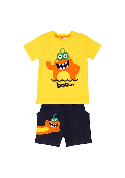 Denokids Lake Monster Erkek Çocuk T-shirt Şort Takım