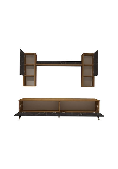 Decoraktiv Eko 5da Mdf Std Gold Tv Ünitesi Tv Sehpası Pera - Siyah Mermer