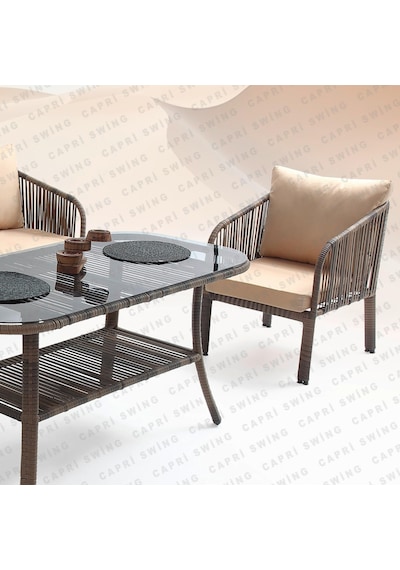 Capri Swing Artemis Üçlü Rattan Balkon Bahçe Takımı Kahve Capri Swing Artemis Üçlü Rattan Balkon Bahçe Takımı Kahve