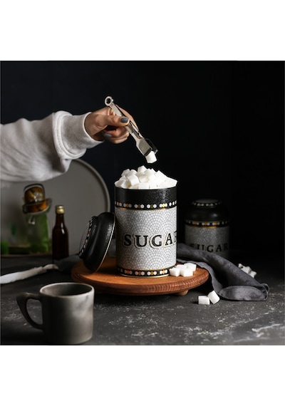 Mosaic Sugar Desenli Yuvarlak Metal Kutu, 10.5 X 15 Cm, 1.1 Lt