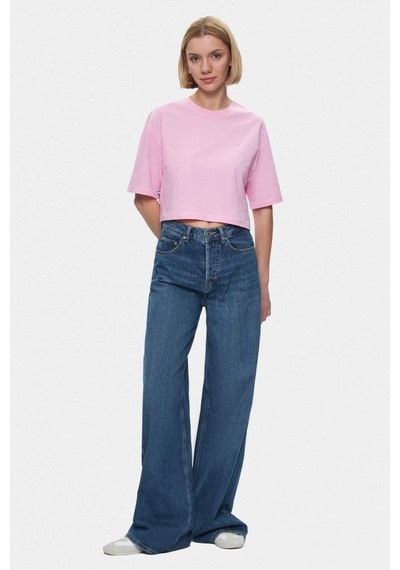 Indıana Açık Pembe Bisiklet Yaka Crop Baskılı Loose Fit Kadın Tshirt Açık Pembe Indıana Açık Pembe Bisiklet Yaka Crop Baskılı Loose Fit Kadın Tshirt Açık Pembe