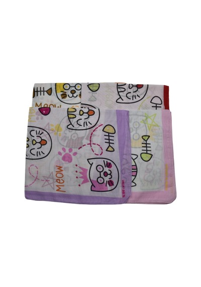 Bandana Kedi Ve Balık Desenli 4 Lü Set Çok Renkli