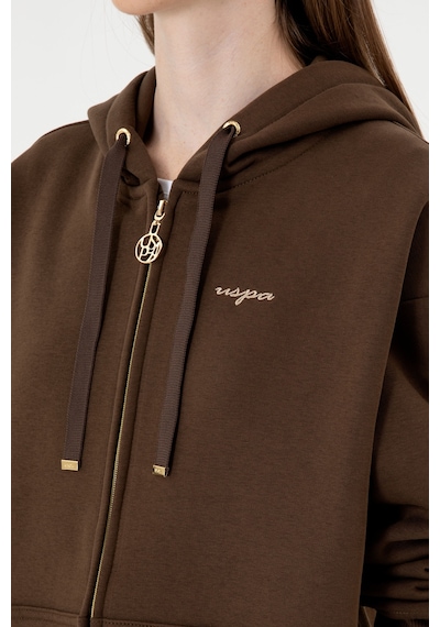 U.S. Polo Assn. Kadın Kahverengi Şardonlu Kapüşonlu Sweatshırt 50314130-VR029 U.S. Polo Assn. Kadın Kahverengi Şardonlu Kapüşonlu Sweatshırt 50314130-VR029