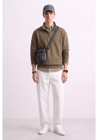Barrels And Oıl Erkek Yarım Fermuarlı Dik Yaka Selanik Sweatshirt - Kahve Kahve