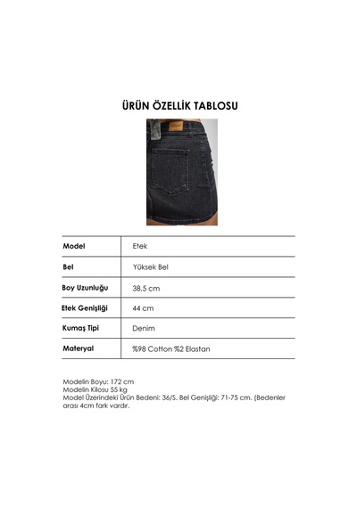 Kadın Koyu Füme 2s6-1 Straight Fit Kemer Detaylı Elastan Mini Denim Etek